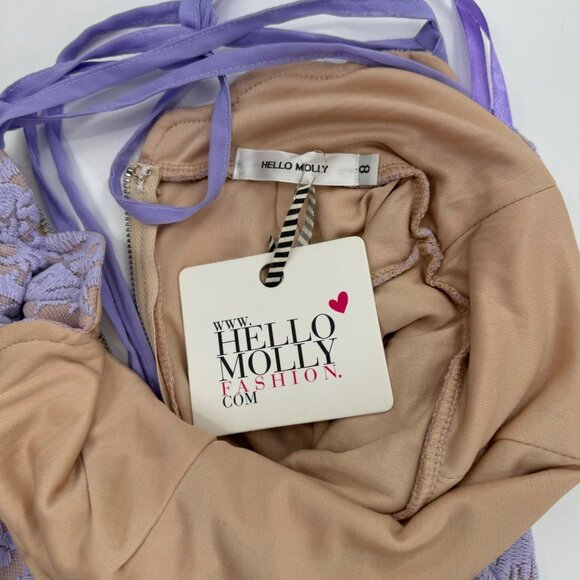 NWT - Hello Molly Bedroom Whispers Lace Mini Dress Size 8 Nude & Lavender - Picture 8 of 16
